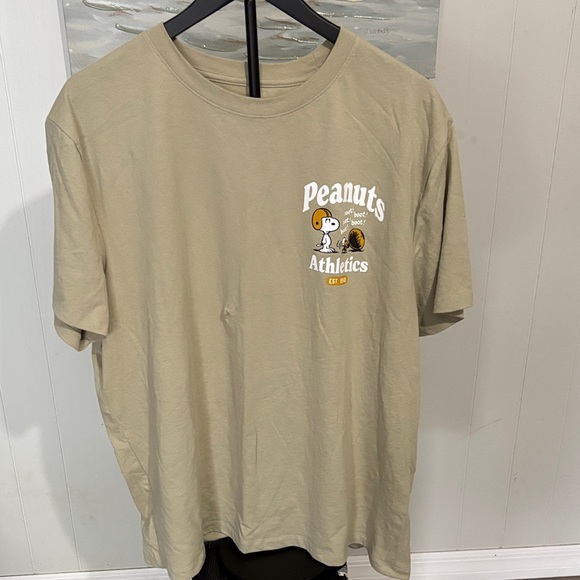 Peanuts Other - NWOT Peanuts Khaki Short-Sleeve Tee with Snoopy Athletics Graphic